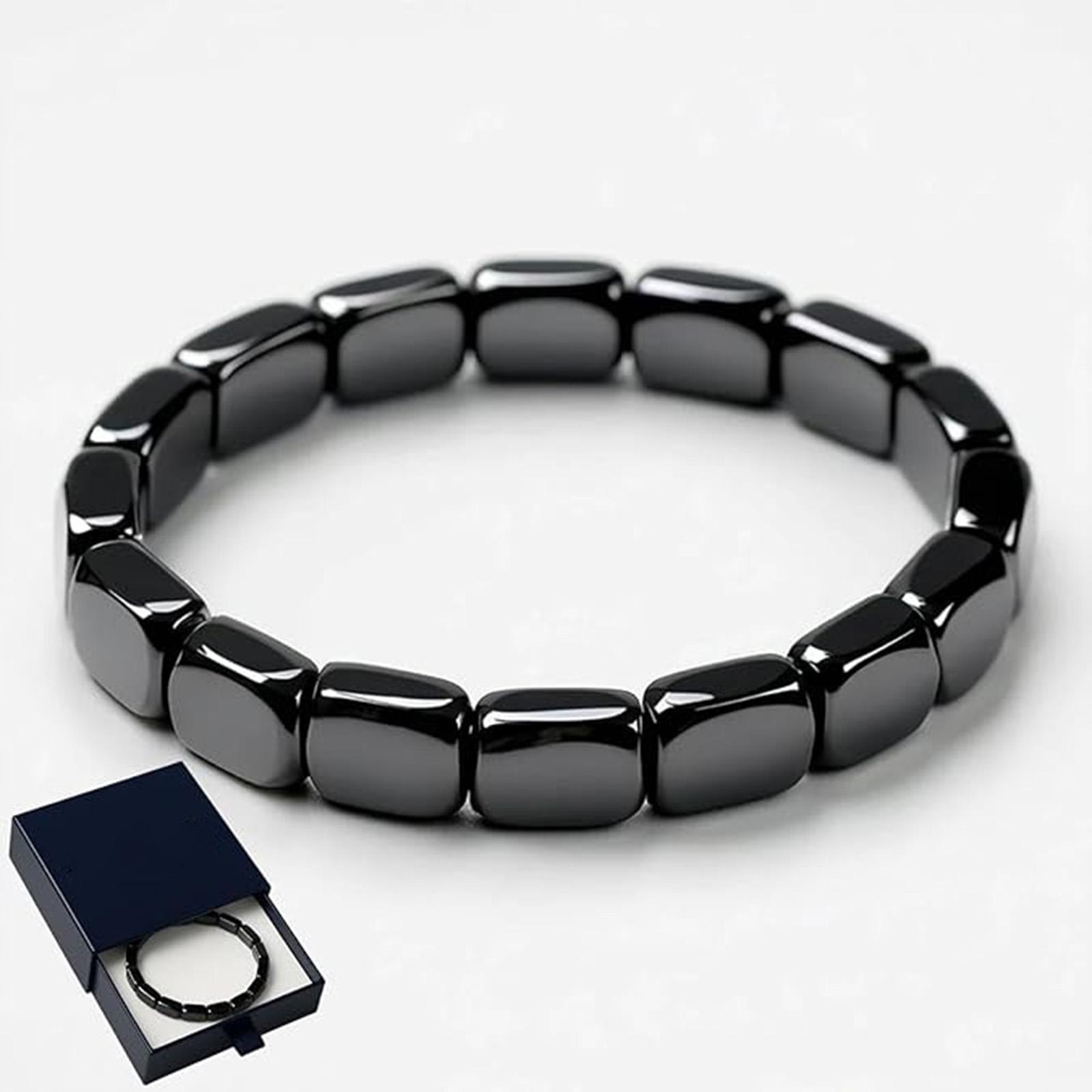 

Браслет з гематиту для чоловіків - Відроджує чоловічу енергію, Браслети з натурального гематиту на еластичній стрічці Поверніть свою гостроту та впевненість One Size