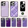 Cool P-Purple P-Plaid Pattern   Phone Case For iPhone17,16,15,14,13,12,11 Plus,Pro Max Magnetic For Magsafe Wireless Charging