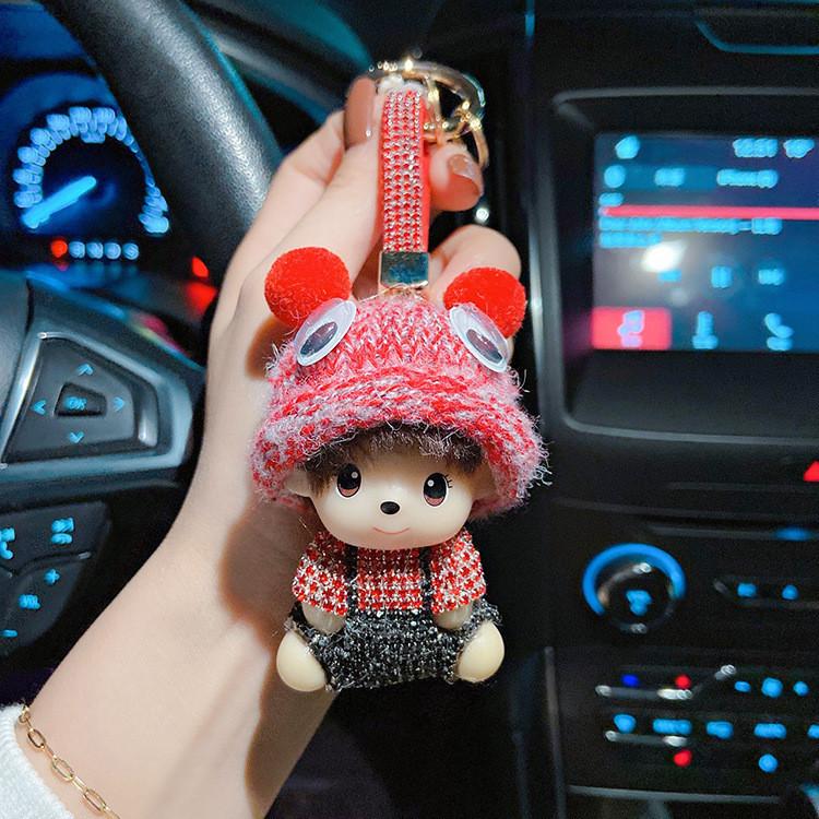 Cute Sparkly And Diamondstudded Keychain Doll For Car Keys Unique Gift Pendant