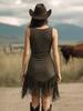 European & American Sexy Deep V Tassel Slimming Dress