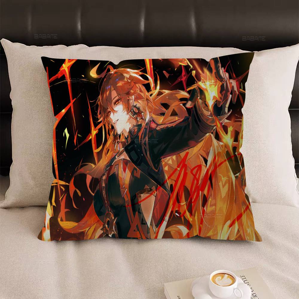 Genshin Impact Mavuika Pillow Anime Pillow Sofa Bed Head Pillow Cover Cushion Cover 45x45 cm Fashion