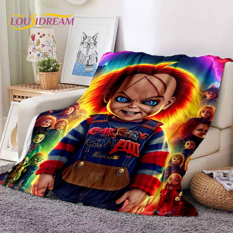 Hororový film Chucky Pennywise Halloween Pila Postava Deku, Měkká Přehozová Deku pro Domov Ložnici Postel Pohovku Piknik Cestovní Kryt