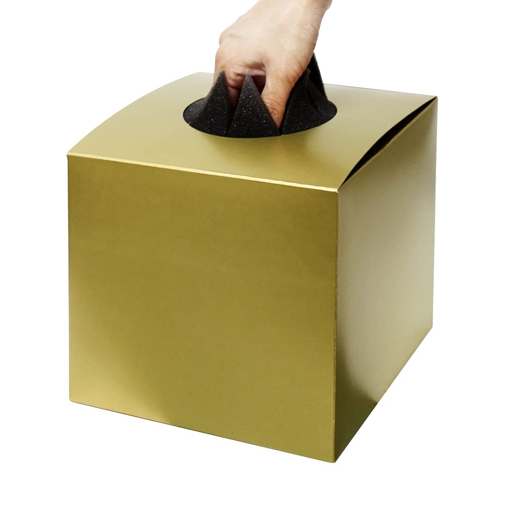 

Seiko Blindfolded Draw Box Gold Plain 18.5cm x 20cm x 20cm Raffle Lottery Box with Bottom Paper