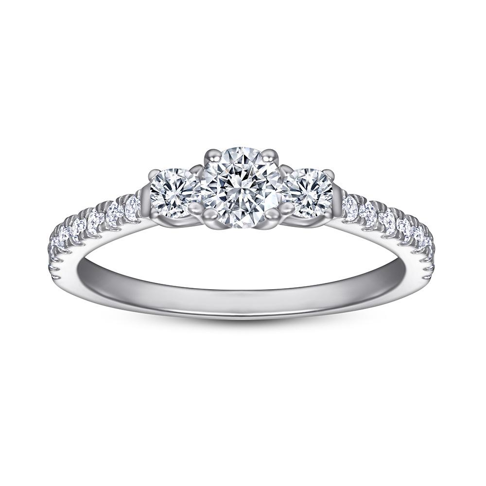 Lindon Classic 925 Sterling Silver Zircon Ring Ladies Jewelry Wedding Promise Party Gift