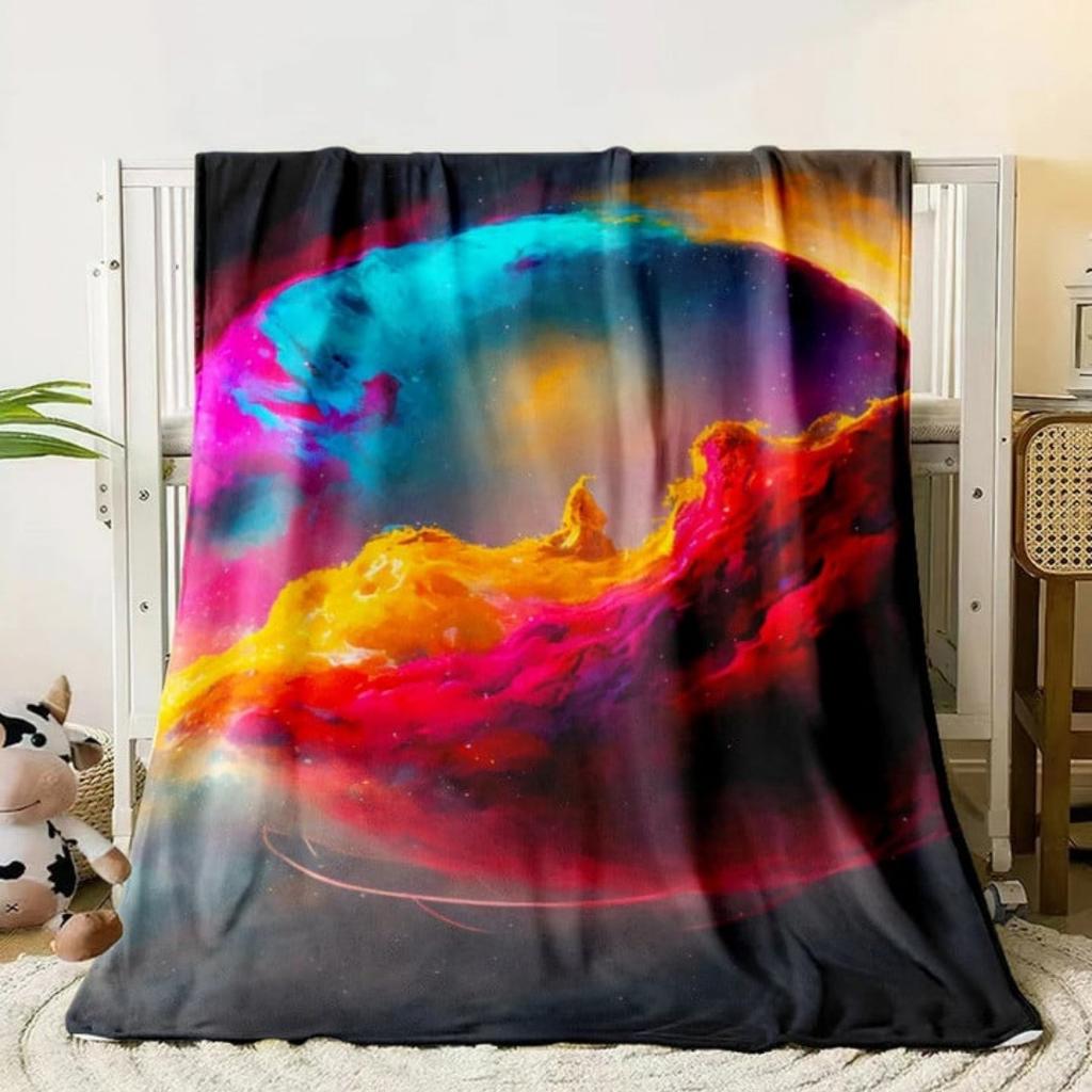 Galaxy Stars In Space Digital-printed Polyester Bedroom Velvet Flannel Cover Blanket Fleece Soft Sofa Cover Blankets for Beds