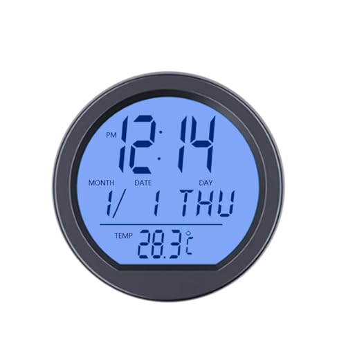 BluFied Car Clock Mini Digital Clock Solar Car Electronic Clock 4 in 1 Multifunction Time/Date/Day/Temperature Display Car Calendar Table Clock D