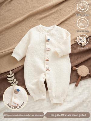 Niemowlęcy pikowany bawełniany pajacyk: Jesień-Zima, Ciepły Trójwarstwowy Design, Rozmiar 90, Stylowy i Przytulny