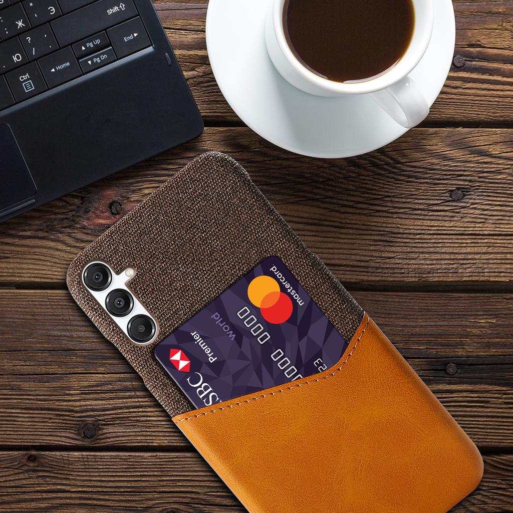 For Samsung Galaxy A17 5G/A17 4G Case PU Leather Cloth Texture Hard PC Phone Cover with Card Holder