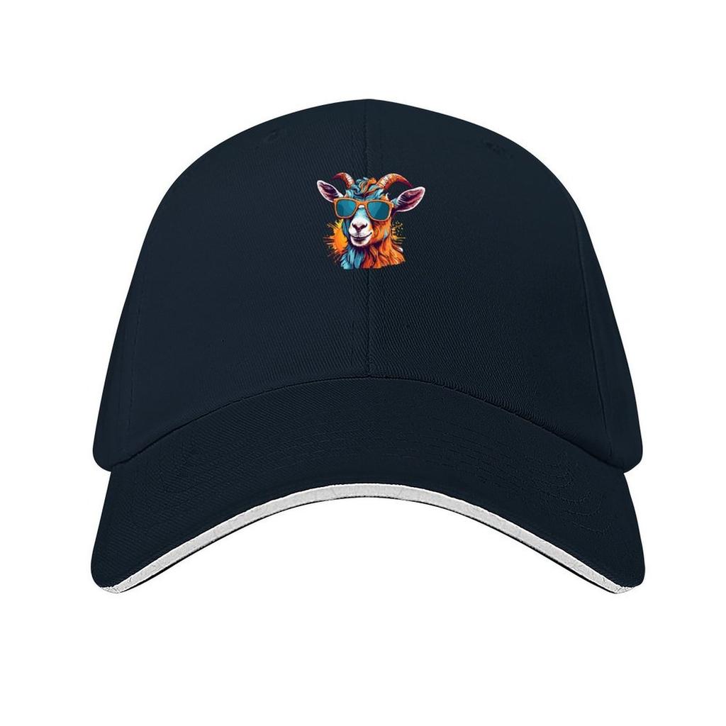 Cool Goat in Glasses Baseball Cap Snap Back Hat Golf summer hat tactical cap Unisex Luxury Brand Womens