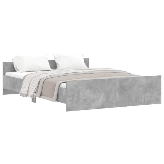 VidaXL Cadre de lit tête de lit et pied de lit gris béton 160x200 cm 3203764