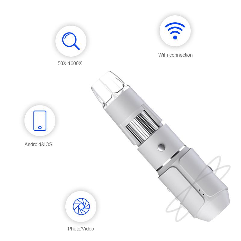 

Wi-Fi Электронный микроскоп 1600X Лупа Инструмент для красоты чёрный