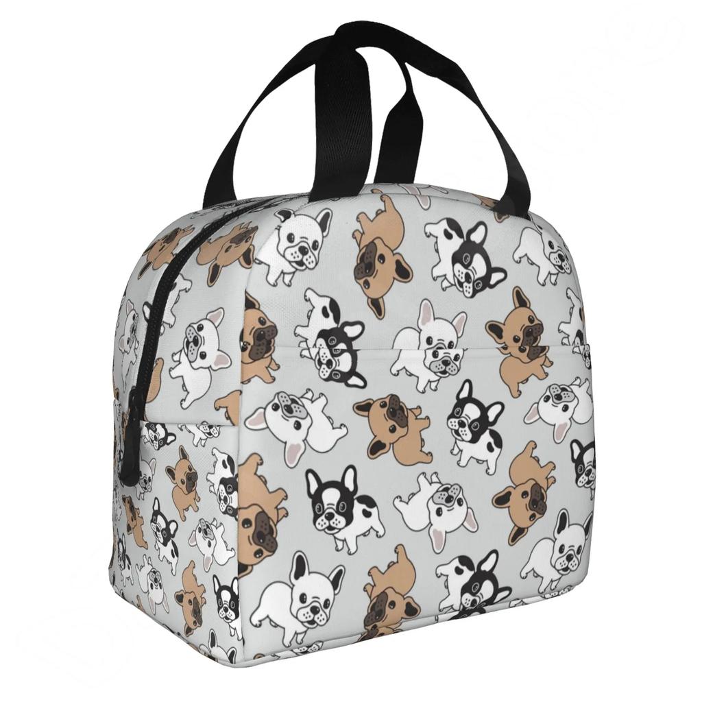 French Bulldogs Dog Insulated Lunch Bag for Women Men and Kids Large and Reusable Handle Freezable Work School Travel Tote Bags