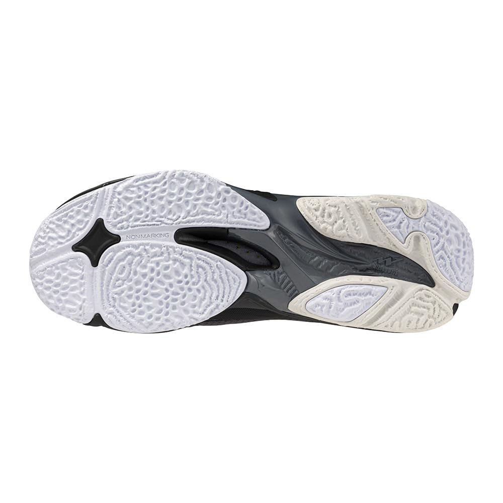 Mizuno Wave Lightning Z8 Volleyball Size 3E Shoes, Club/Indoor, Wide, Lightweight, Black/Silver/Green, 27.5 cm,