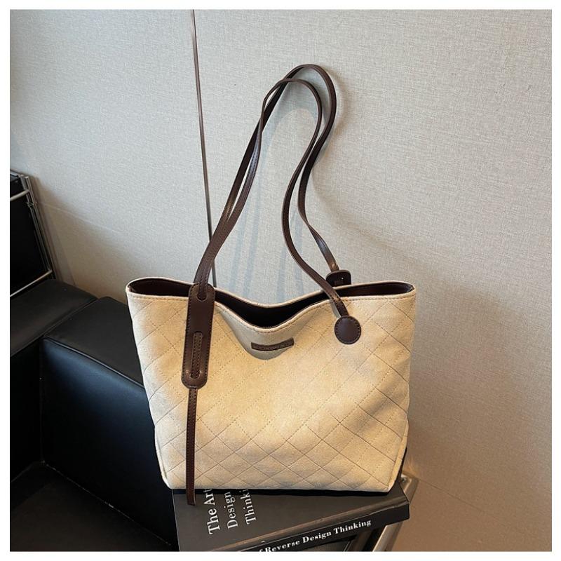 Suede Bag Women's Large-capacity New Autumn and Winter Versatile Shoulder Bag Rhombus Commuter Tote Bag