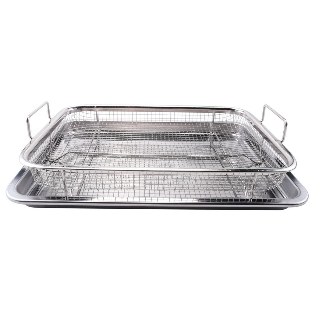 Air Fryer Basket for Oven,Stainless Steel Crisper Tray and Pan, Deluxe Air Fry In Your Oven, 2-Piece Set, for the Grill