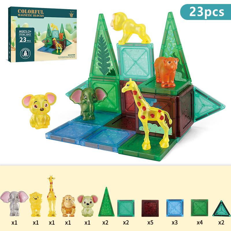 Children's Toy Forest Dinosaur Animal Magnetic Blocks Starter Set Classroom Essentials, Children's Magnetic Building Blocks Magn