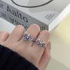 Sweet And Cool Girl'S Heart Bow, Purple Zircon Diamond-Set Open Ring, Light Luxury Niche High-End Sense Stacked Index Finger Ring