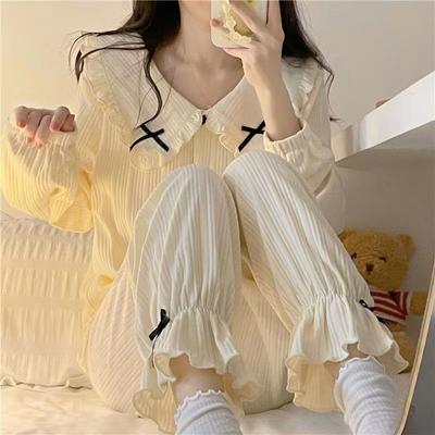 New Women's Casual Loose Pajamas Set Women's Spring and Autumn Pajama Sets Girls Princess Style Sweet Home Wear Pajamas