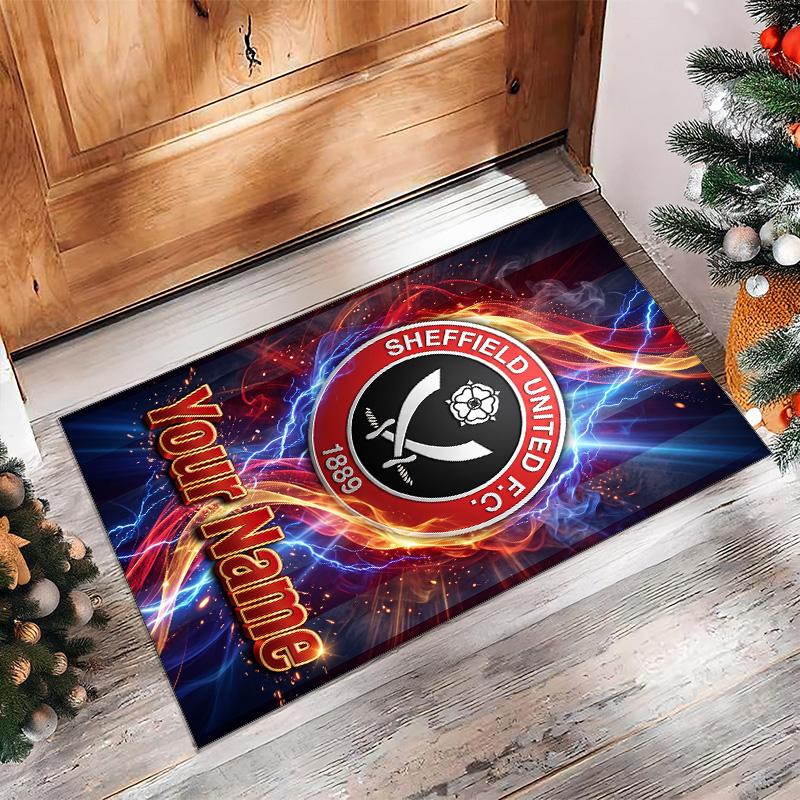 Sheffield United FC Printed Crystal Velvet Rug Non‑Slip Crystal Velvet Carpet For Sofa Bedroom Indoor Home Decoration