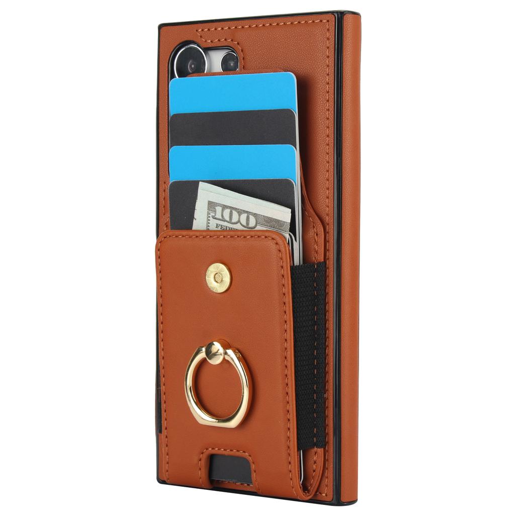 For Samsung Galaxy S24 Ultra Case with Ring Kickstand Leather Coated TPU Phone Cover