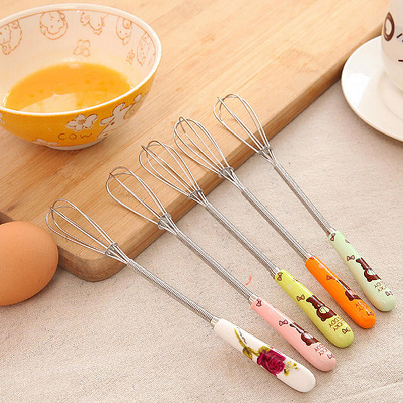 Chic New Handle Whisk Stainless Steel Kitchen Mixer Spherical Wire Egg Beater