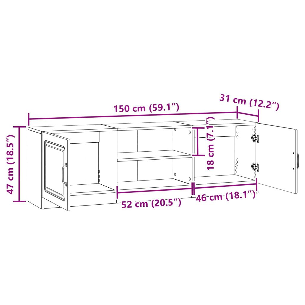 Vintage TV Stand Made of Reclaimed Wood 150 x 31 x 47 cm Engineered Wood