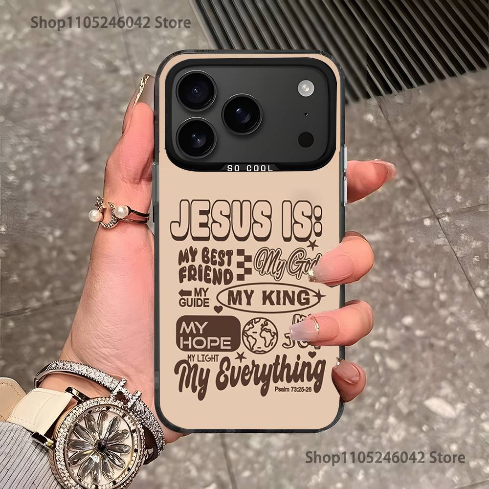 Jesus Bible Verses Black Matte Shockproof CoverPhone Case For iPhone 17,16,15,14,13,12,11,Pro,Max,Plus