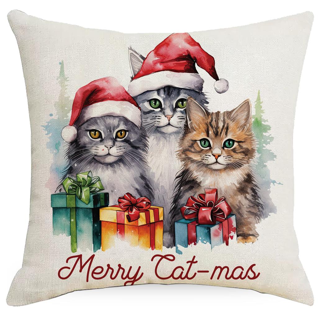 Christmas Cat Pillowcase Sofa Decoration Pillowcase Nordic Simple Modern Christmas Day