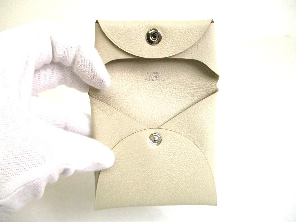 Authentic HERMES Craie Evercolor Leather Coin Purse Bastia #b091  Open Box