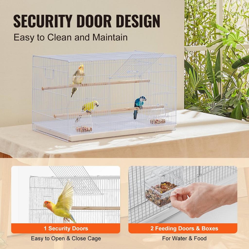 Bird Flight Cage 18 in Small Metal Parakeet Cage for Cockatiels White