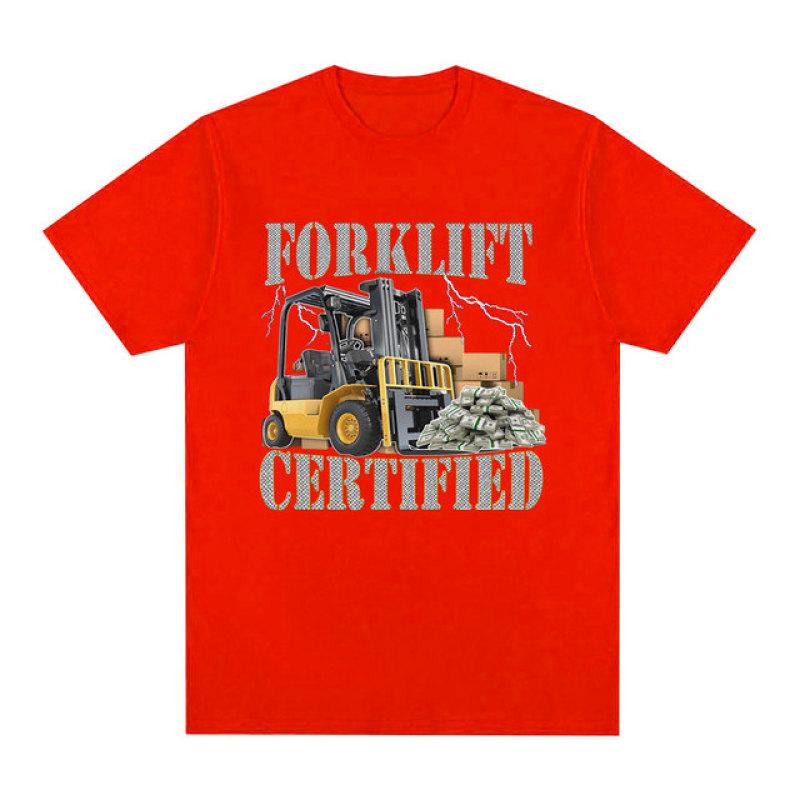Funny Forklift Certified Operator Print T-Shirt Men Vintage Fashion Short Sleeve T-shirts Cotton Casual Cozy Oversized T Shirts