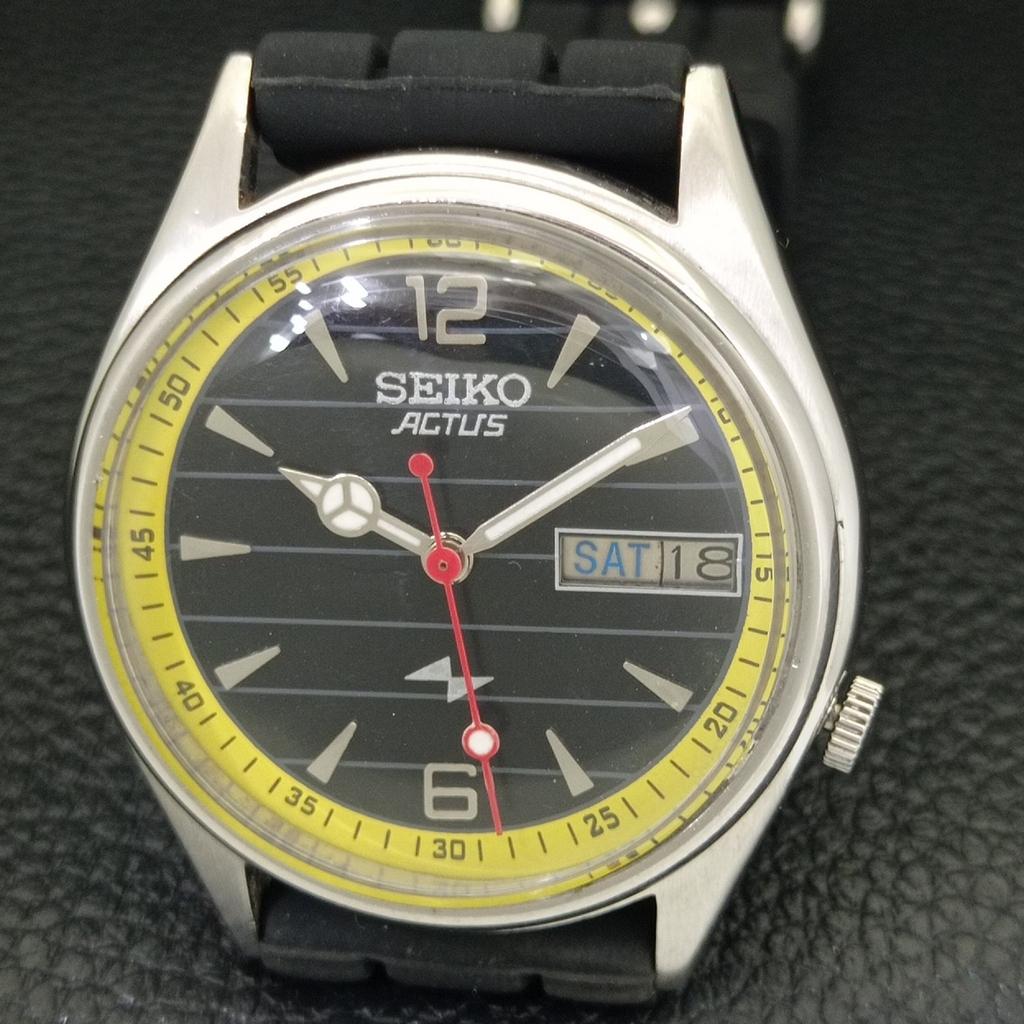 AUTOMATIK VINTAGE SEIKO ACTUS JAPAN HERREN SCHWARZES ZIFFERBLATT UHR a702329-5