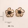 Elegant Hepburn Style Zircon Flower Stud Earrings Women Gold Black Options Sterling Post Fine Jewelry
