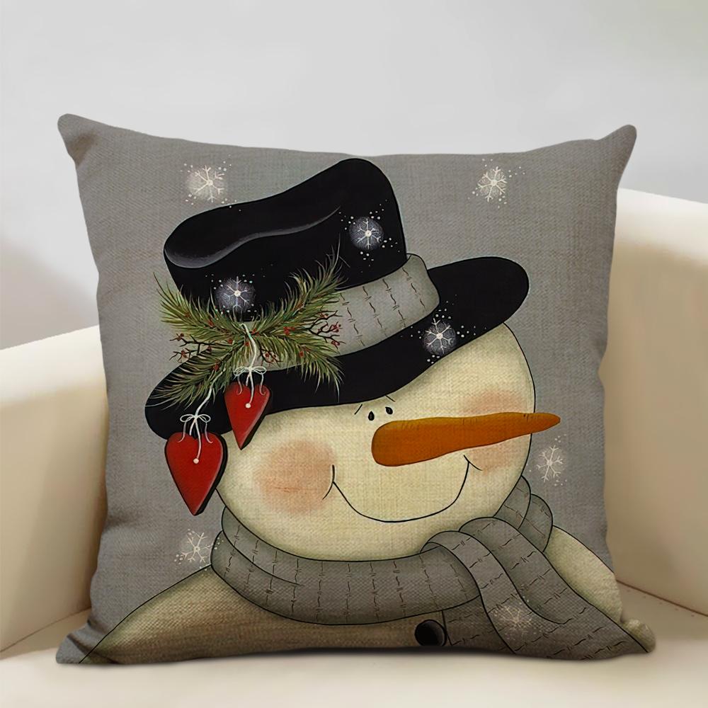 Christmas Decorative Cushion Cover Santa Claus Snowman Pillow Case 45x45cm Pillowcase Happy New Year Home Decor