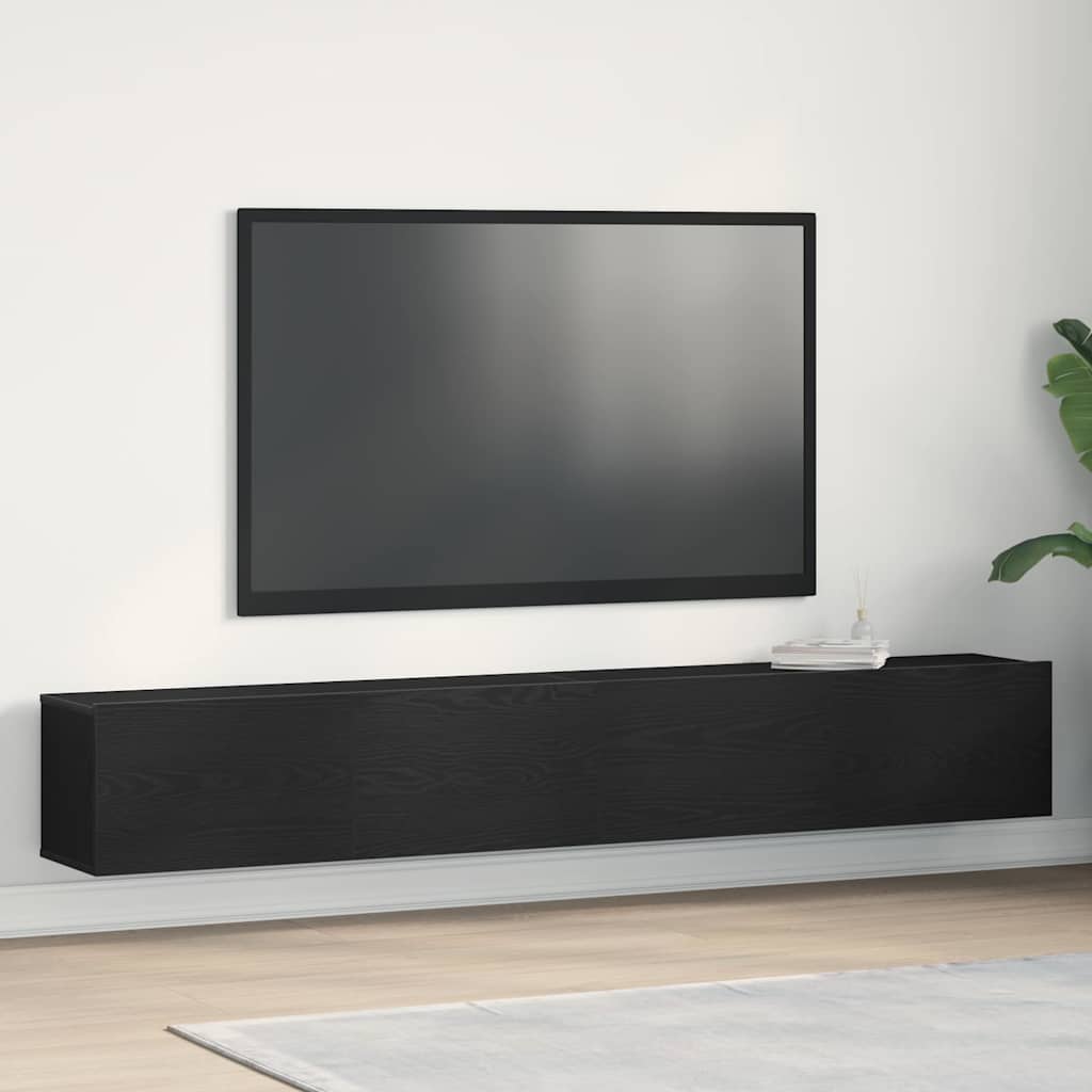 TV Cabinet Set of 2 Black 100 x 30 x 30 cm Engineered Wood