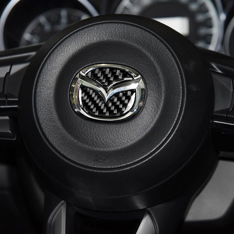 2025 Hot Car Steering Wheel Stickers Carbon Fiber Decals Auto Accessories For Mazda 2 3 6 5 Atenza CX3 CX5 MX5 CX7 Axela CX30 CX