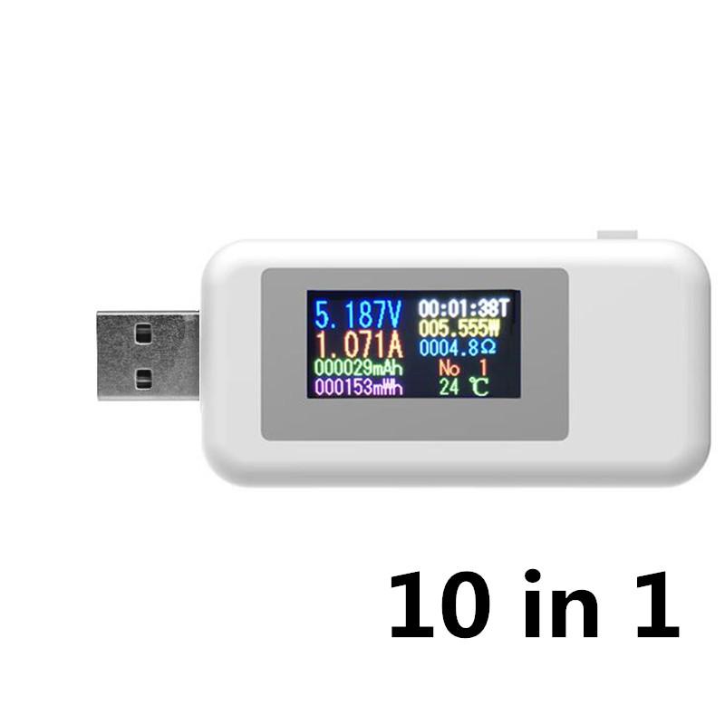 9/10 in 1 DC USB Tester Current 4-30V Voltage Meter Timing Ammeter Digital Monitor Cut-off Power Indicator Bank Charger
