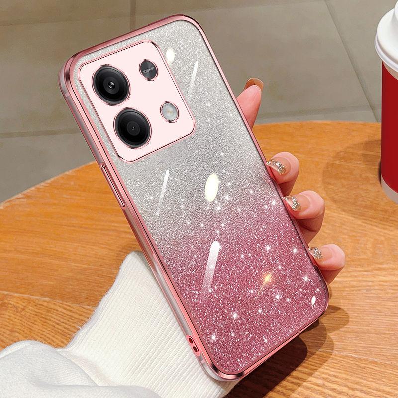 For Xiaomi Redmi Note 13 Pro 4G Case Xiaomi Poco M6 Pro 4G Phone Case Shiny Glitter Plating Silicone Camera Lens Soft Back Cover