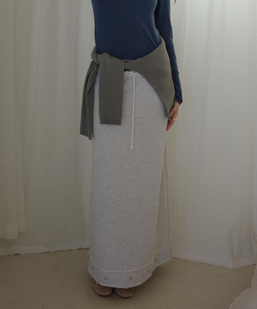 Salon De Yon Studded Sweat Skirt_ Melange Gray