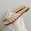 Comfortable Flower Design Narrow Strap Ladies Slippers 2025 Summer Beach Sweet Flat Casual Shoes Women Pumps Zapatos De Mujer