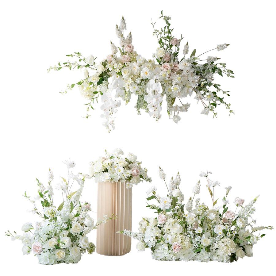White Wedding Floral Art Wall Hanging Decoration - Artificial Flowers for Outdoor Event and Ceremony Background Arrangement