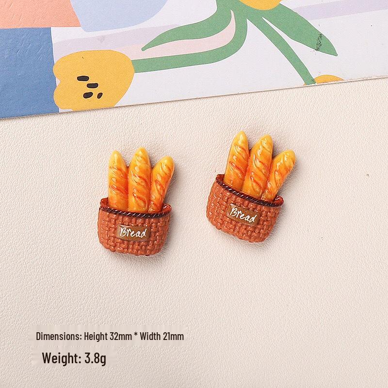 DIY Cartoon Resin Accessories: Bread, Fries, Cream, Hair Clips, Shoe Buckles & Stickers