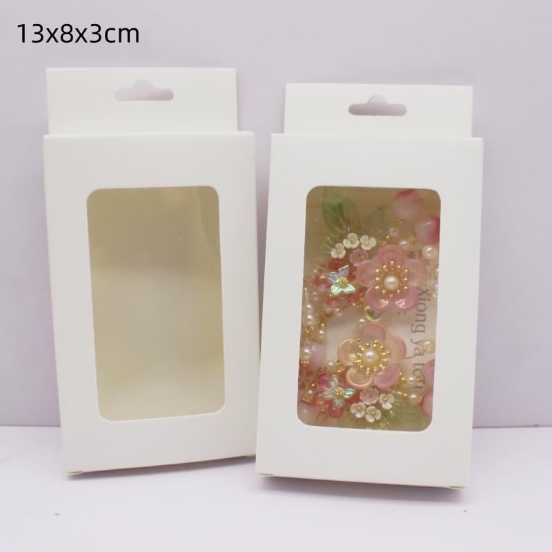 

10 шт. 18x10x2/13x8x3 см чёрно-белая крафтовая подарочная упаковочная коробка с окном, коробка для упаковки ювелирных изделий 10box