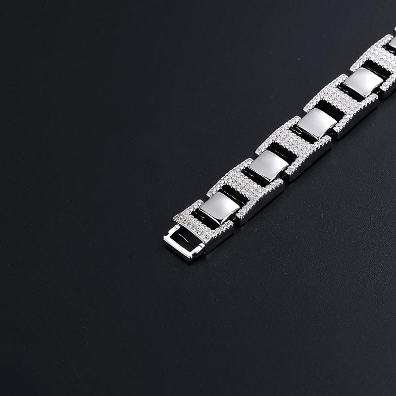 Hip Hop Copper Jewelry 12mm Diamond Icy Claw Bracelet Men's Cuban Chain Bracelet