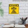 2D Flat 1pc Funny Yellow Warning Metal Aluminum Hanging Plaque, "Attention All Disputes Settled By Rock Paper Scissors" Sign, Aluminum Sign for
