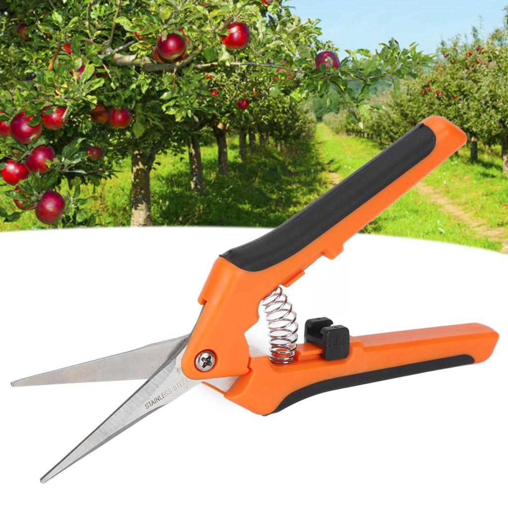 Garden Shrs Spring Loaded Side Locking Automatic Push Stainless Steel Garden Scissors