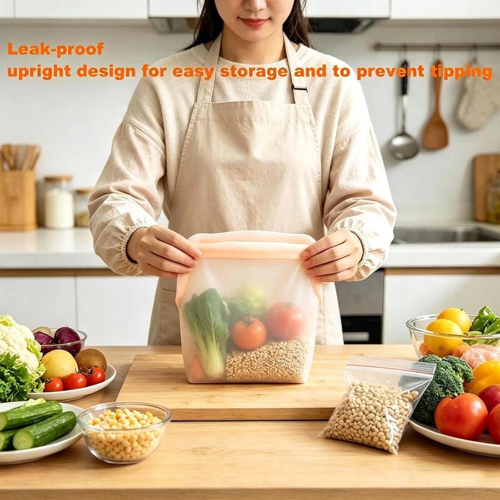 High Temperature Resistance Silicone Fresh-keeping Bag Upright Freezer Bags Freezer Microwave Safe