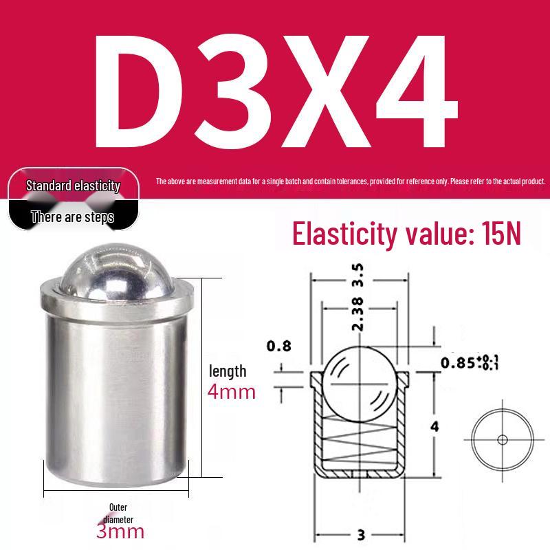 304 Stainless Steel Spring-Loaded Ball Plunger with Limit Screw
