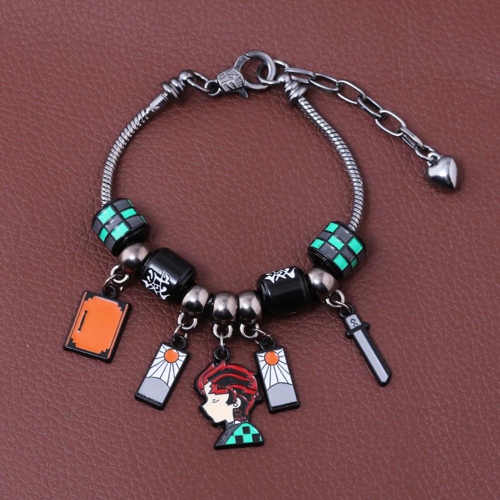 Anime Demon Slayer Kimetsu No Yaiba Bracelet DIY Beaded Cartoon Character Pendant Hand Dress Cosplay Props Fan Gift Jewelry