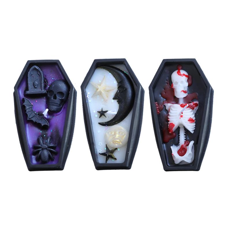 1PC Soybean Wax Blend Horror Gifts Black Party Aromatherapy Candles Halloween Tombstone Halloween Candles Home Decor 3 Styles